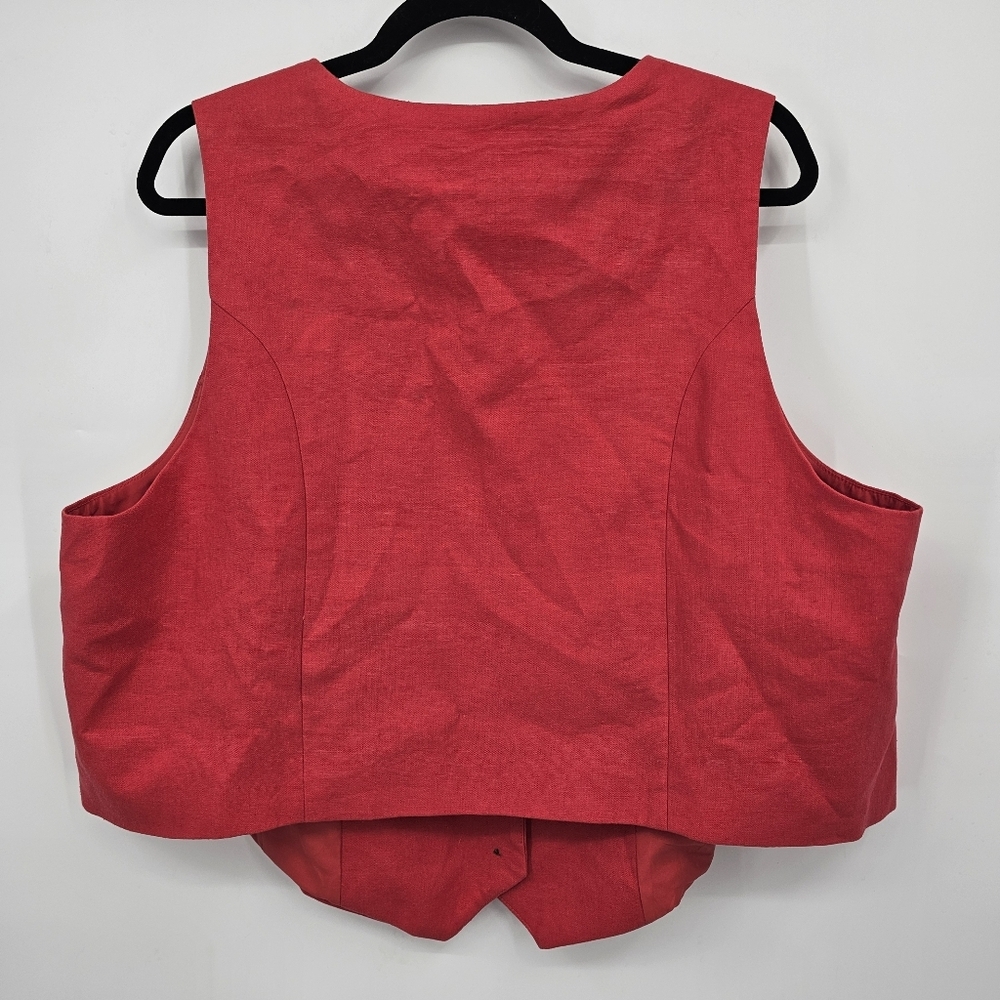 Old Navy Red Linen Blend Button Front Vest Plus Size 2X - Picture 4 of 5